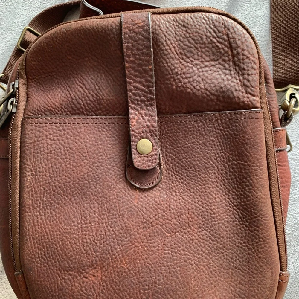 Vintage Duluth‎ Trading Lifetime Brown Leather Travel Messenger Crossbody Bag